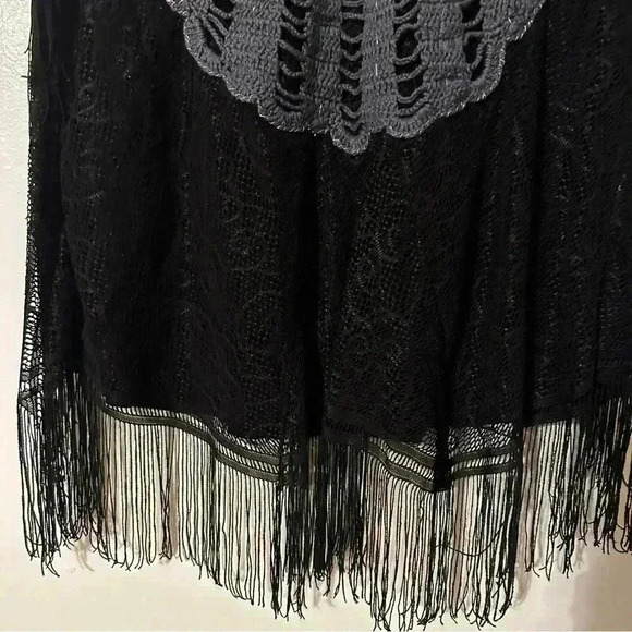 NWOT Free people We the free black fringe crochet top - Picture 6 of 9